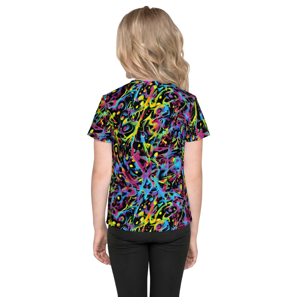 Pixel Inferno on Kids Crew Neck T-Shirt — Back