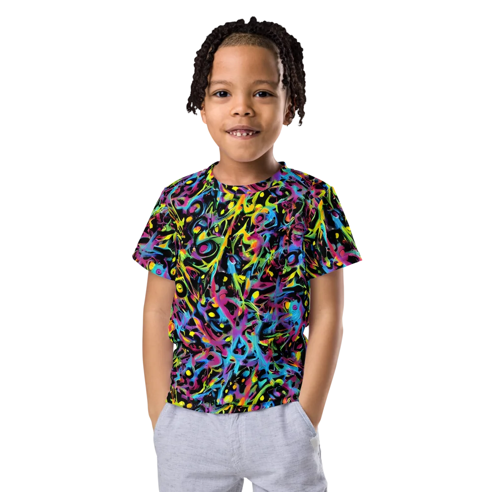 Pixel Inferno on Kids Crew Neck T-Shirt — Front