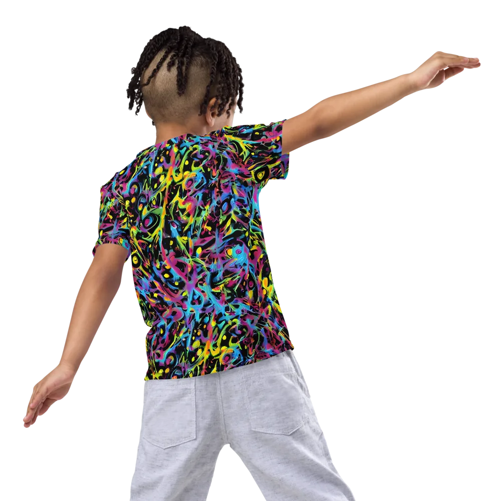 Pixel Inferno on Kids Crew Neck T-Shirt — Back
