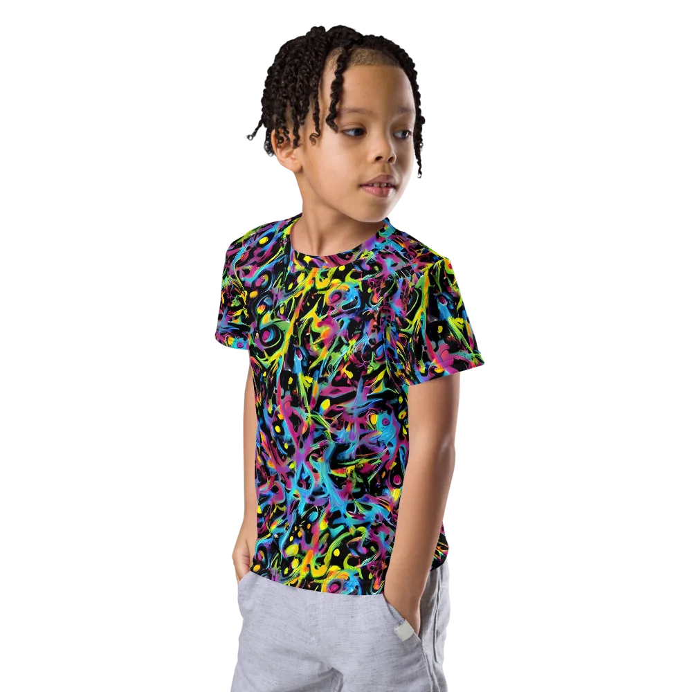 Pixel Inferno on Kids Crew Neck T-Shirt — Left Front
