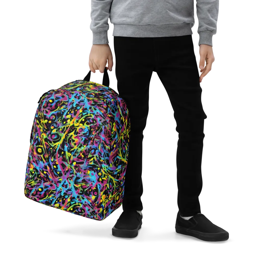 Pixel Inferno on Minimalist Backpack — Zoomed-in