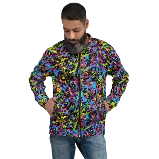 Pixel Inferno on a Bomber Jacket