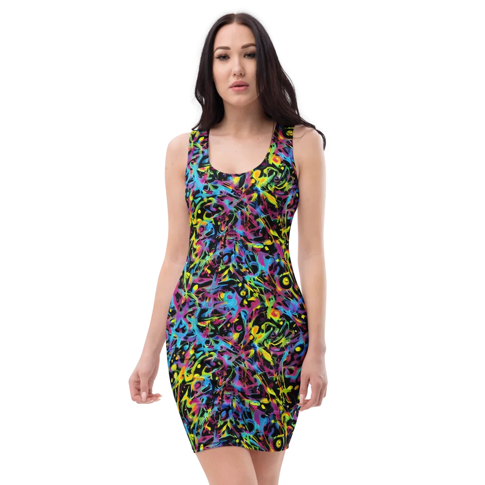 Pixel Inferno on Bodycon Dress — Front