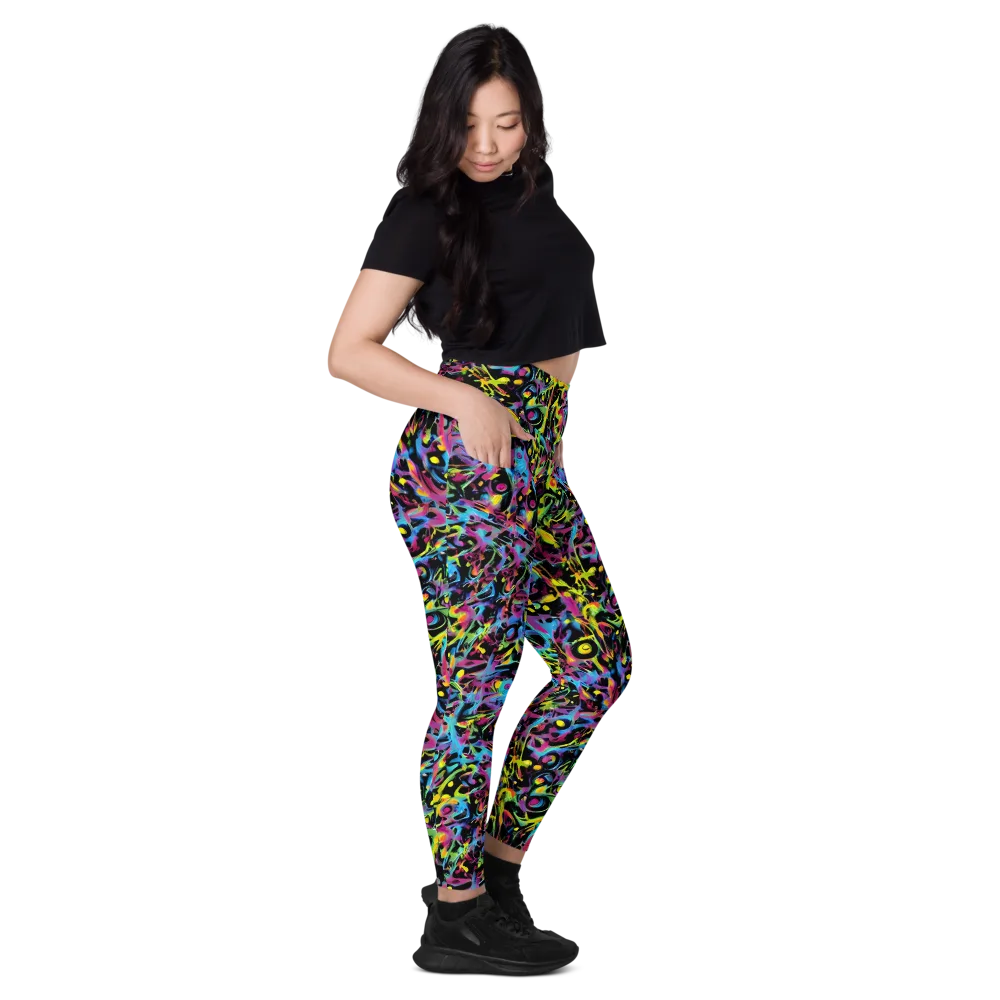 Pixel Inferno on Leggings with Pockets — Right