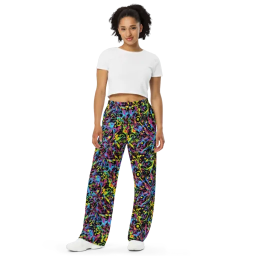 Pixel Inferno on a Wide-Leg Pants