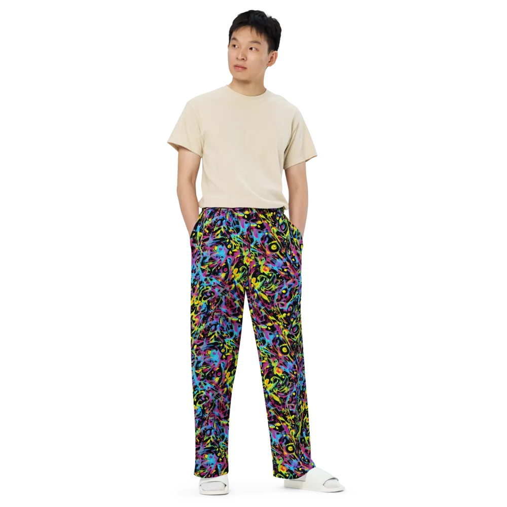 Pixel Inferno on Wide-Leg Pants — Front