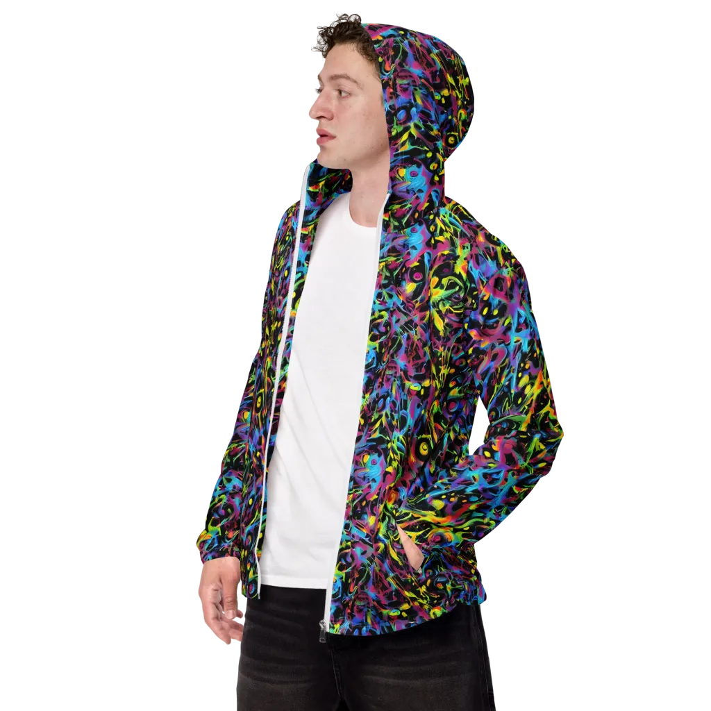 Pixel Inferno on Men's Windbreaker — Left Front