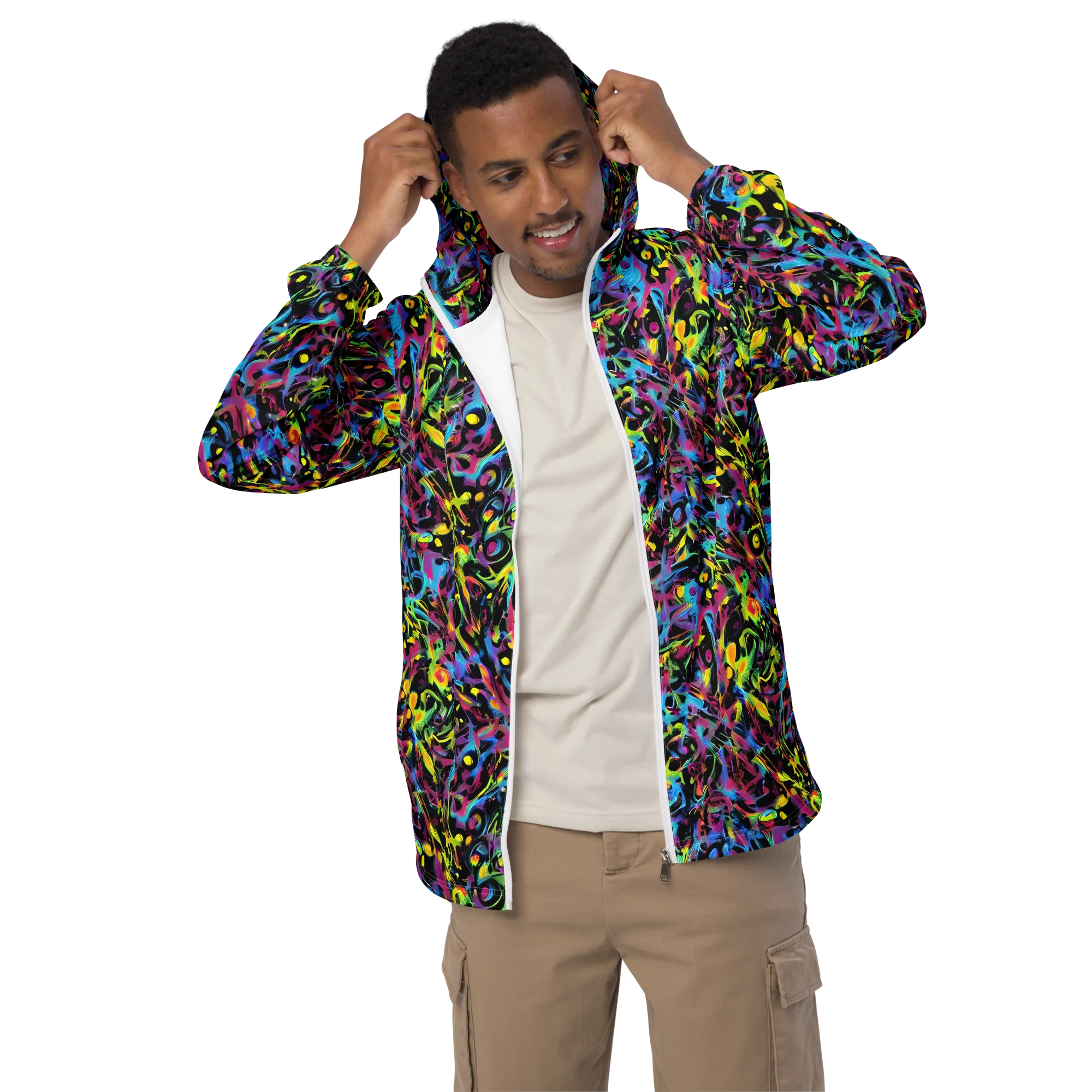 Pixel Inferno on Men's Windbreaker — Front