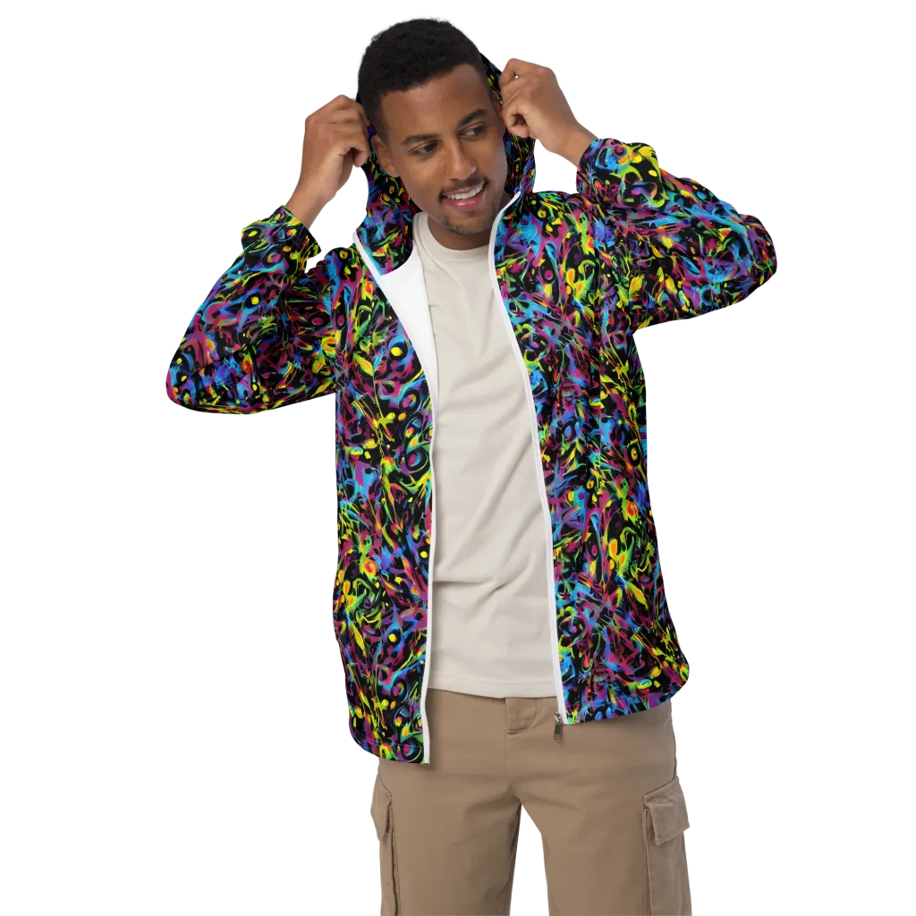 Pixel Inferno on Men's Windbreaker — Front