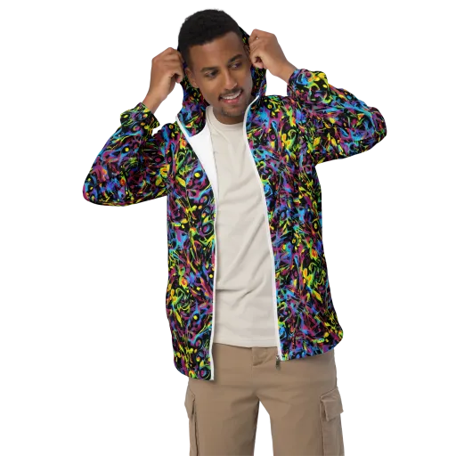 Pixel Inferno on a Men's Windbreaker