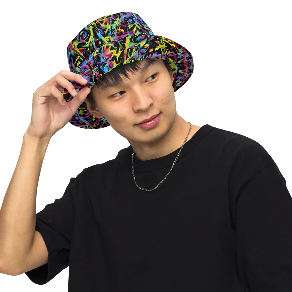 Pixel Inferno on Reversible Bucket Hat — Front Inside