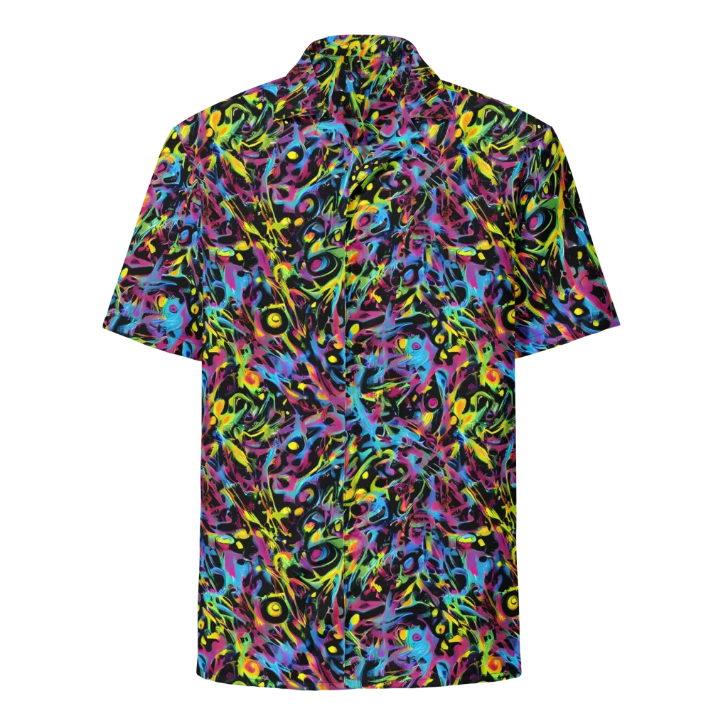 Pixel Inferno on Button Shirt — Front