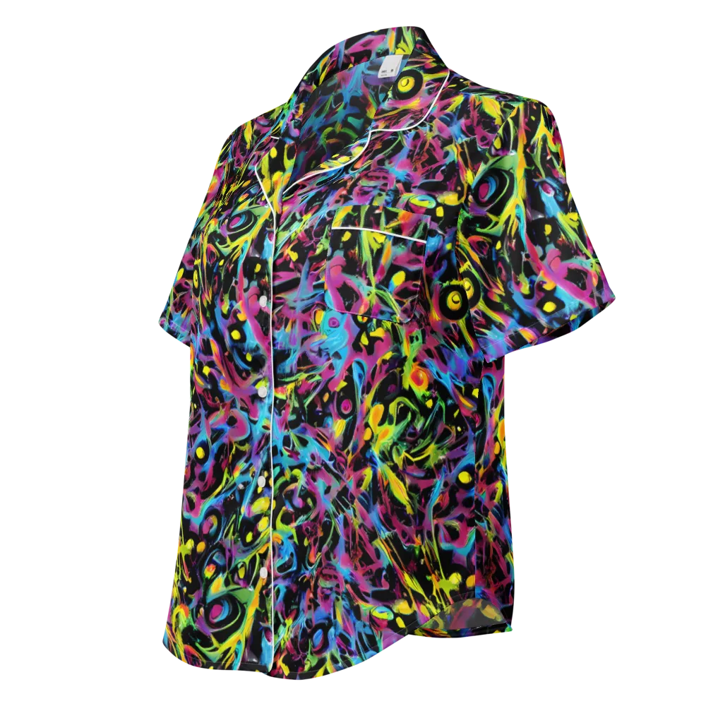 Pixel Inferno on Women's Short Sleeve Pajama Top — Left Front