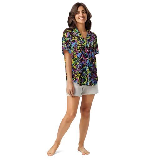 Pixel Inferno on a Women's Short Sleeve Pajama Top