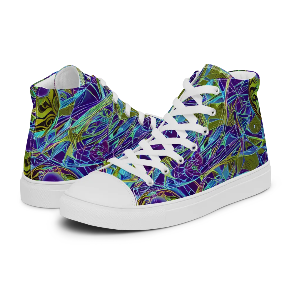 Hyperviolet on Men's High Top Canvas Shoes — Left