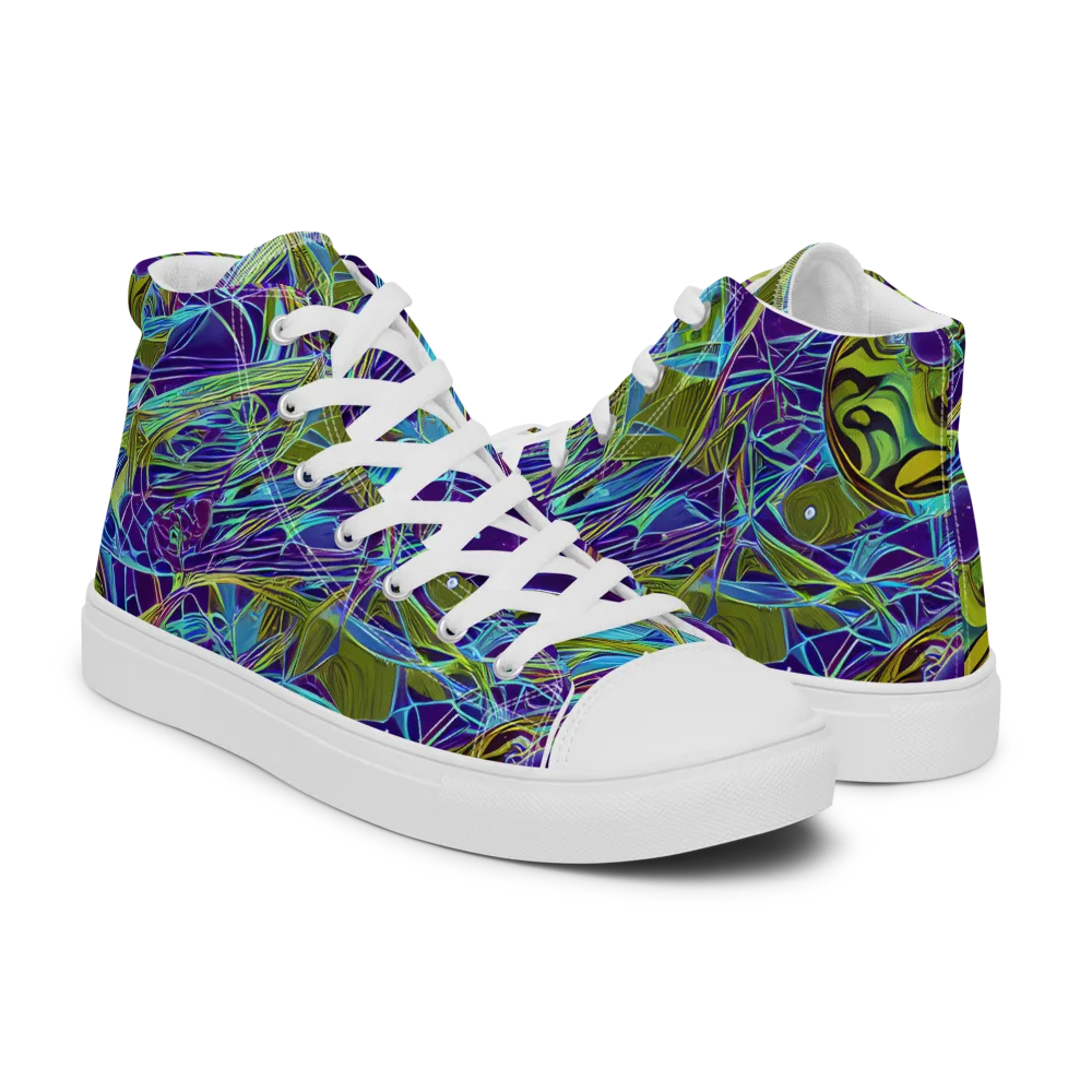 Hyperviolet on Men's High Top Canvas Shoes — Right