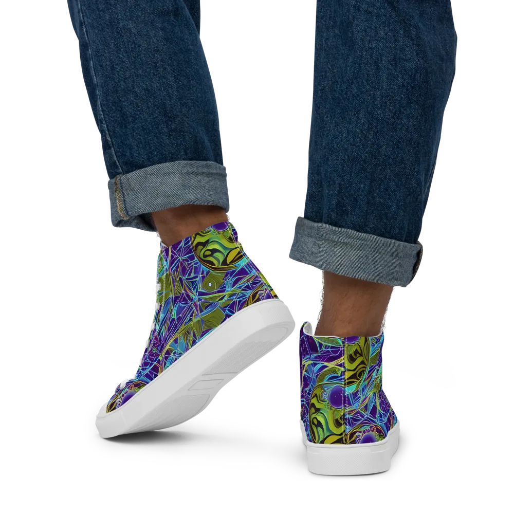 Hyperviolet on Men's High Top Canvas Shoes — Back