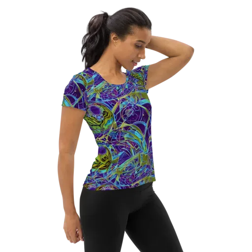 Hyperviolet on a Women's Athletic T-Shirt
