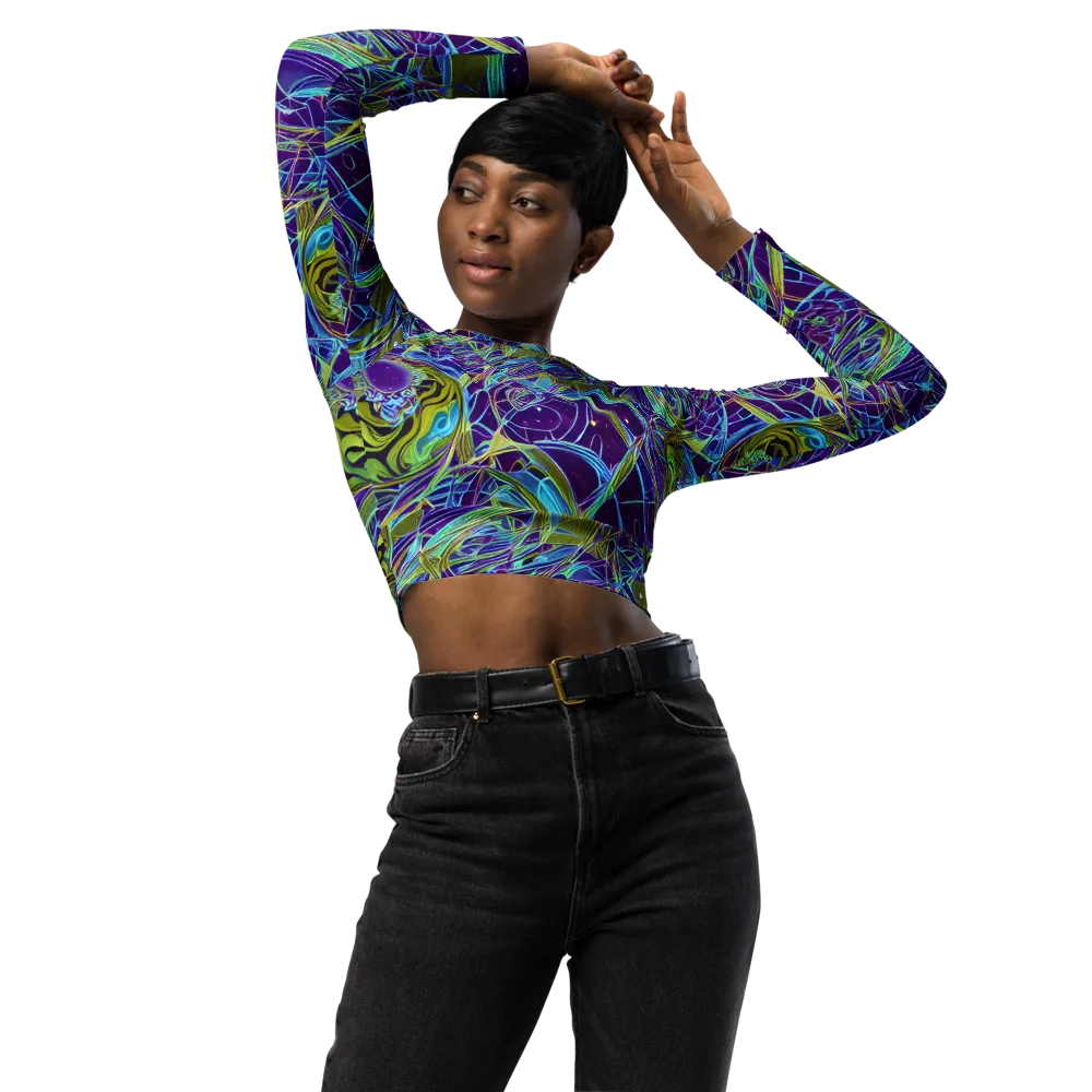 Hyperviolet on Long Sleeve Crop Top — Front