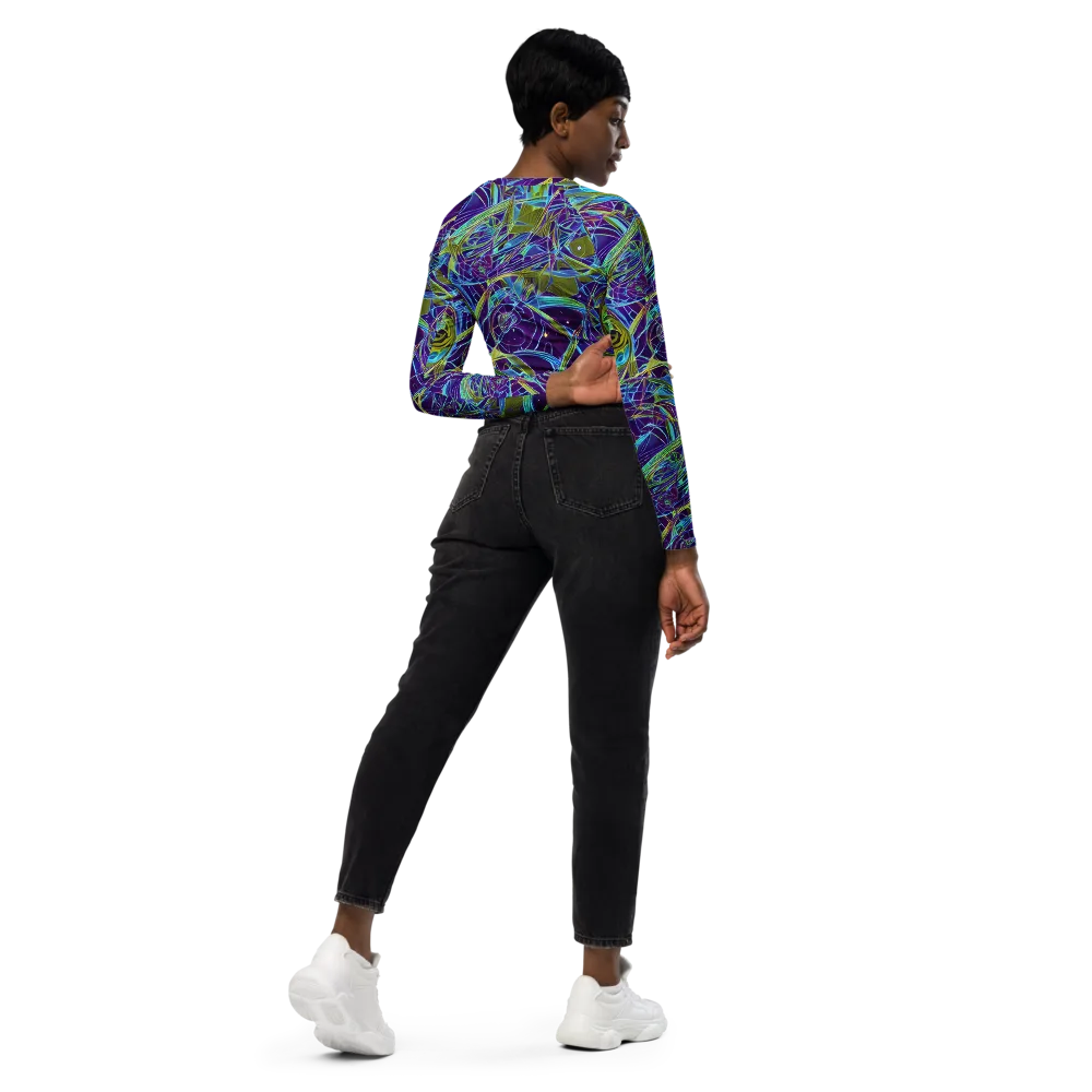 Hyperviolet on Long Sleeve Crop Top — Right Back
