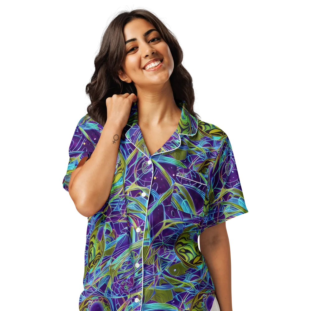 Hyperviolet on Women's Short Sleeve Pajama Top — Front