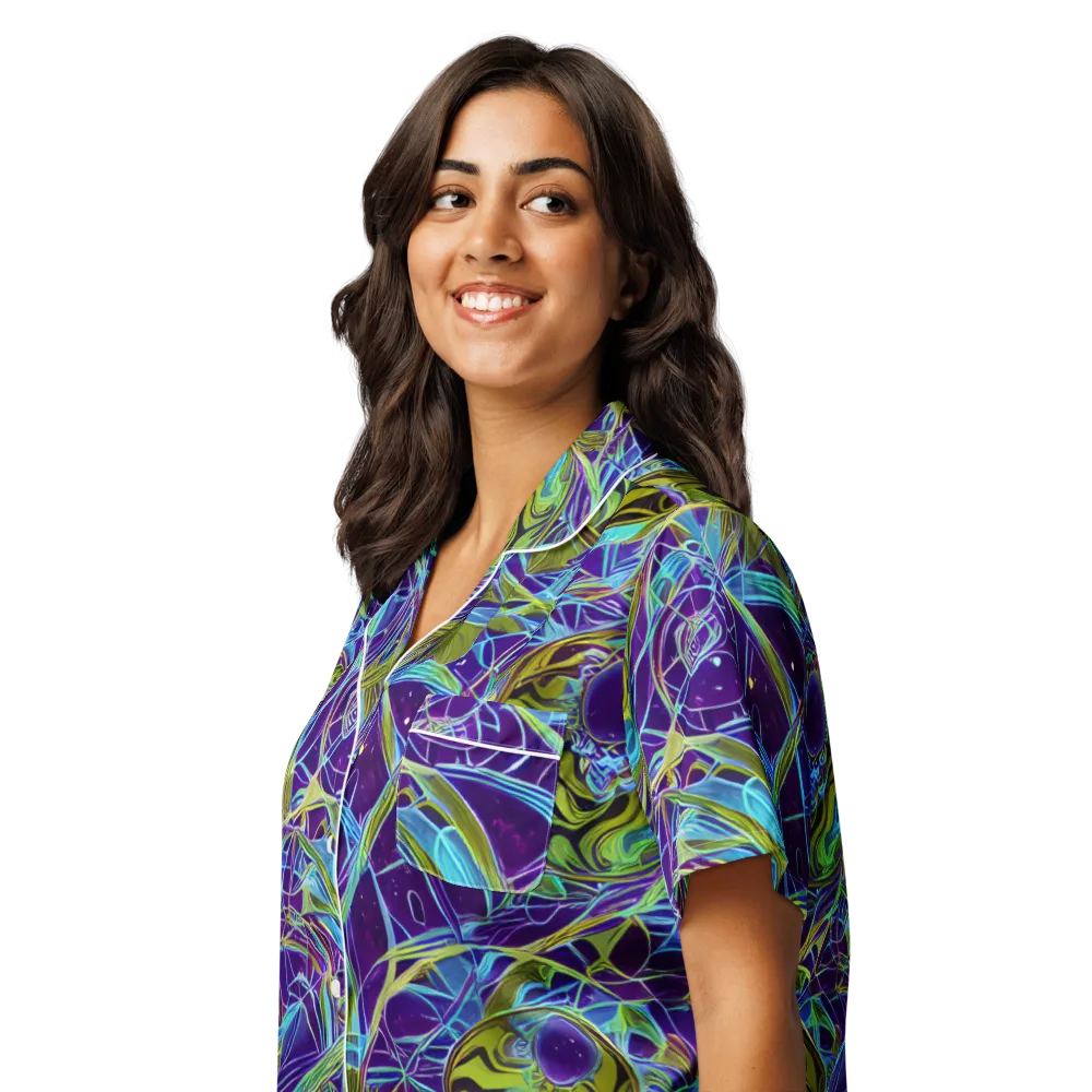 Hyperviolet on Women's Short Sleeve Pajama Top — Left Front