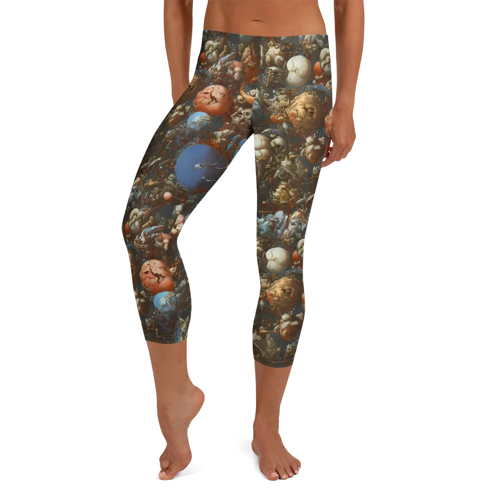 Sculptural Chaos on Capri Leggings — Front