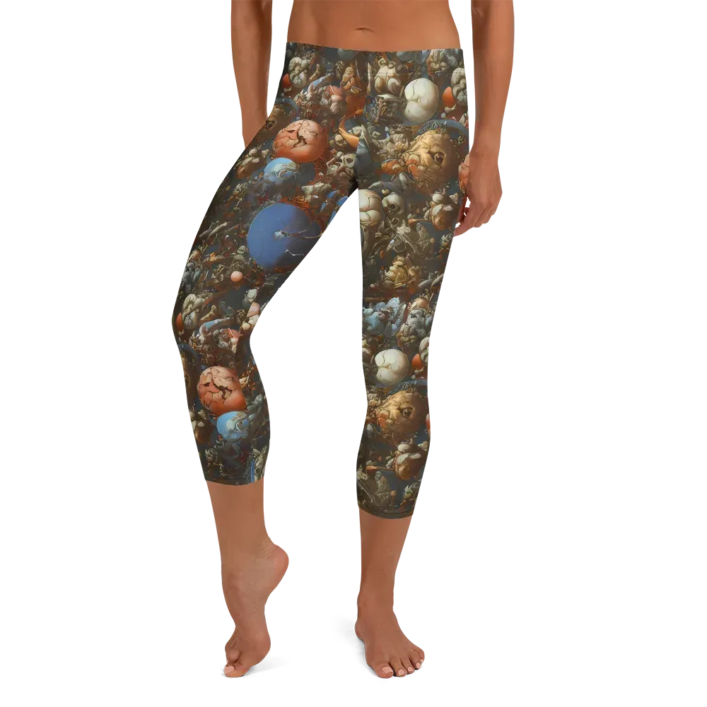 Sculptural Chaos on Capri Leggings — Front