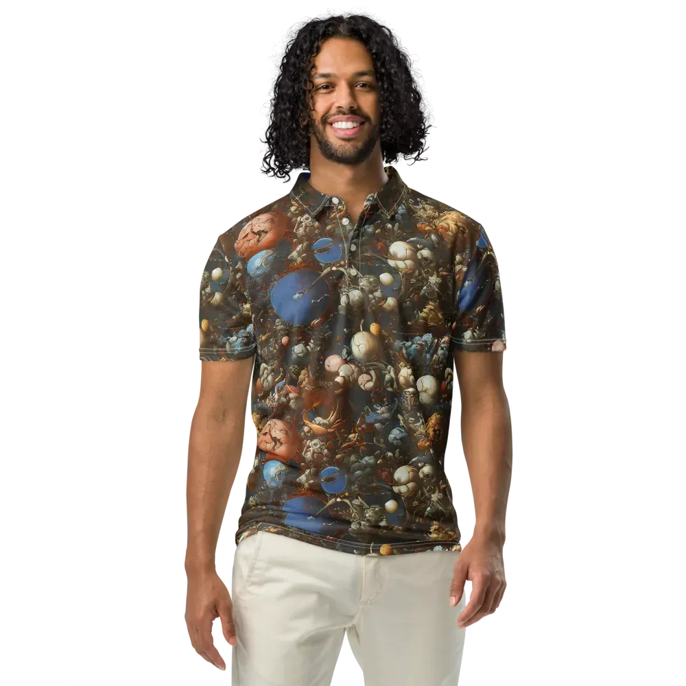 Sculptural Chaos on Men's Slim Fit Polo Shirt — Front