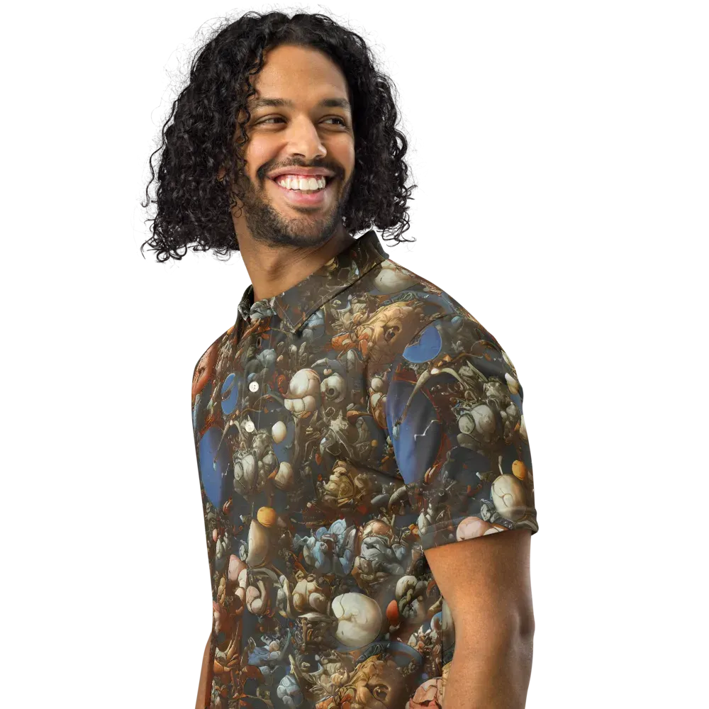 Sculptural Chaos on Men's Slim Fit Polo Shirt — Left Front