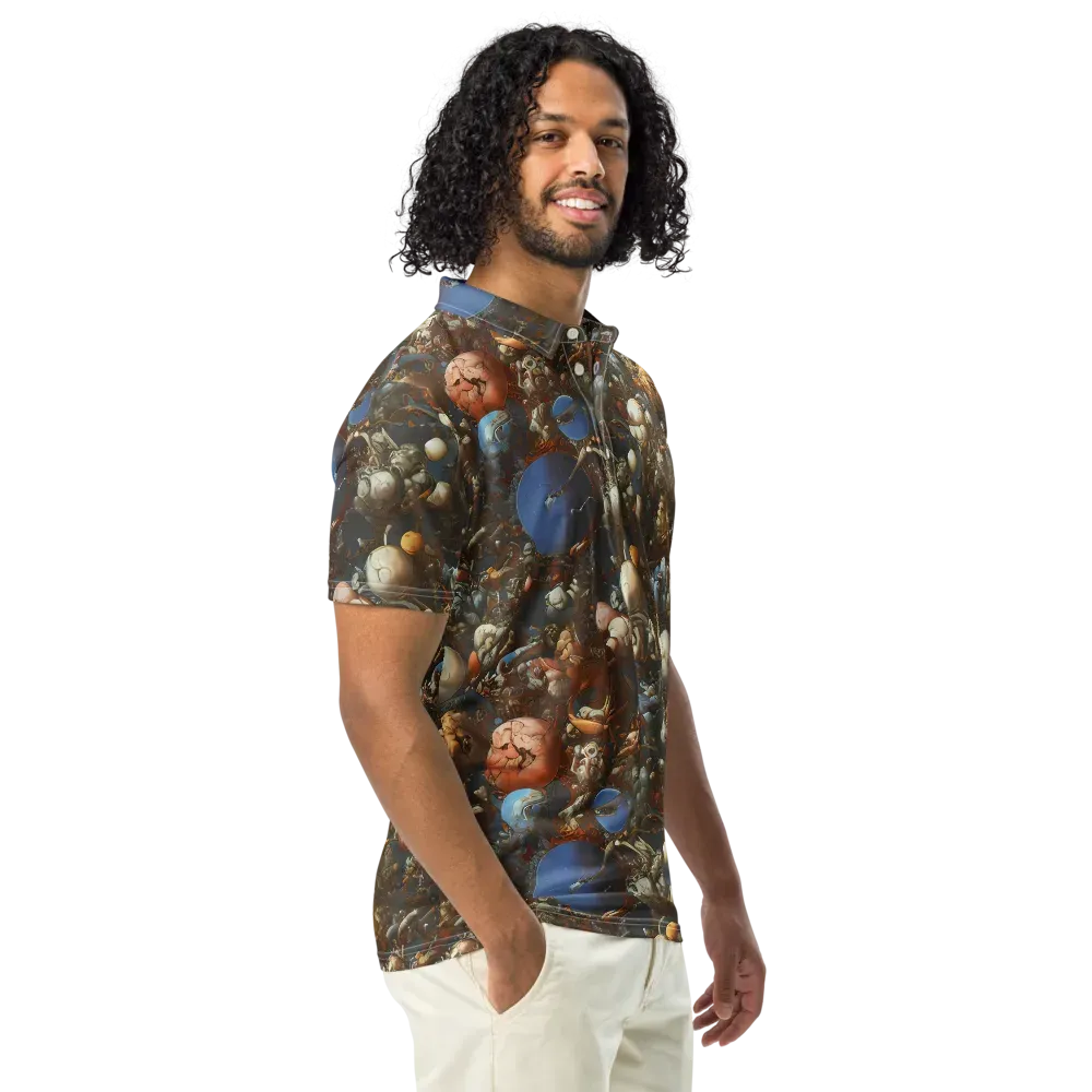 Sculptural Chaos on Men's Slim Fit Polo Shirt — Right Front