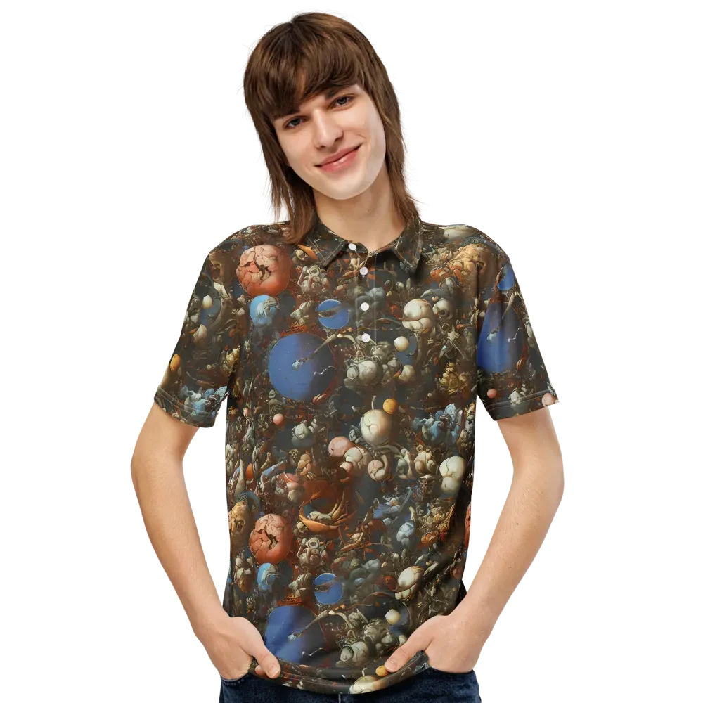 Sculptural Chaos on Men's Slim Fit Polo Shirt — Front