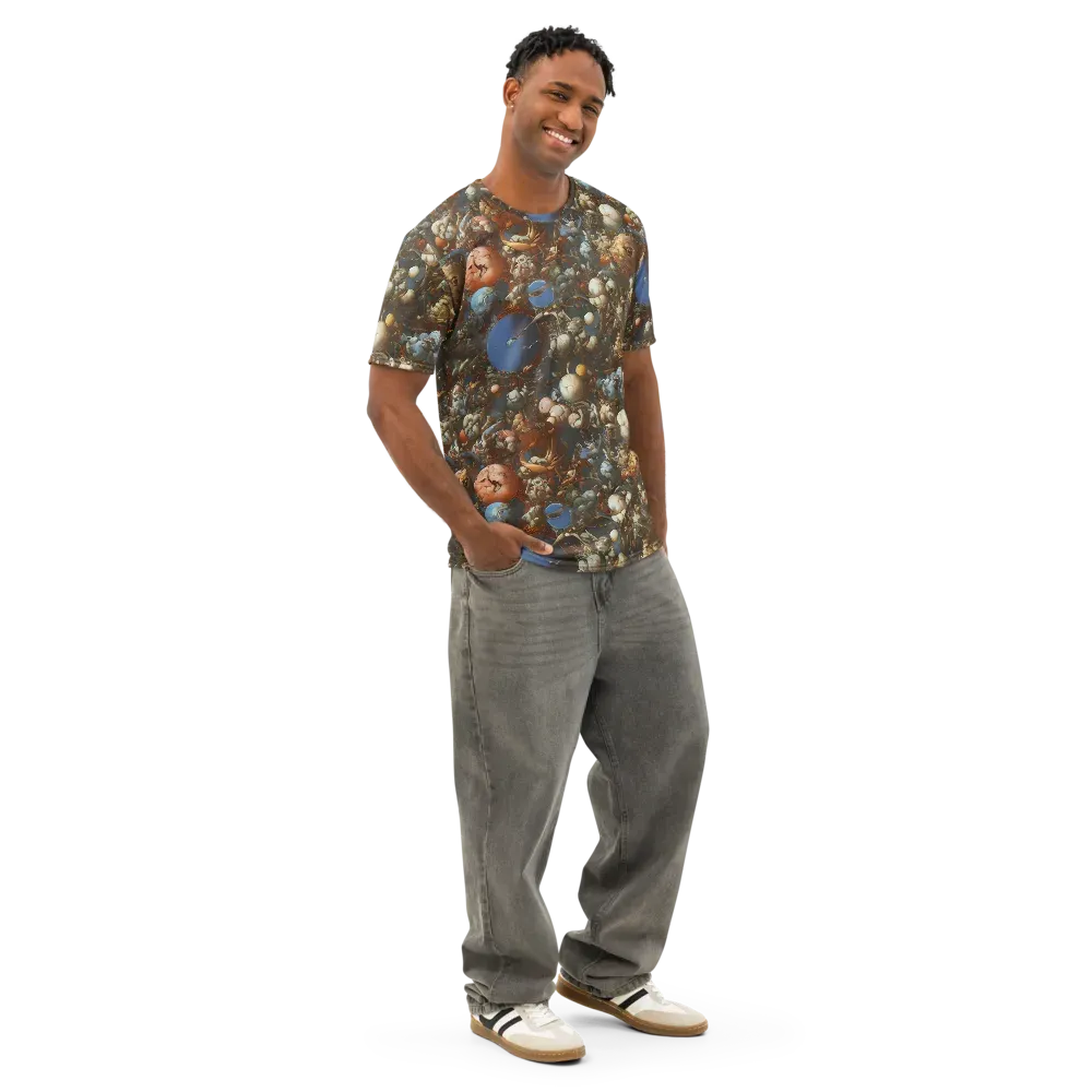 Sculptural Chaos on Men's Cotton Crew Neck T-Shirt — Right Front