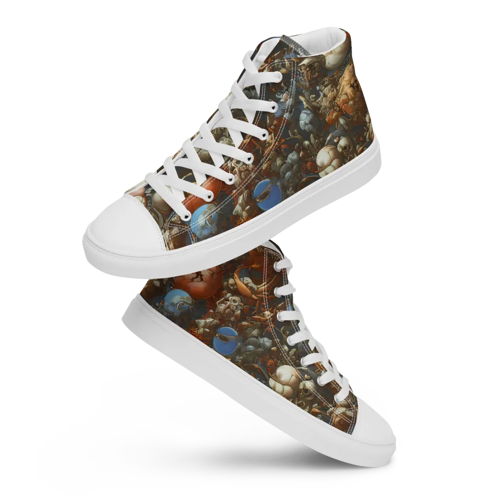 Sculptural Chaos on Men's High Top Canvas Shoes — Front