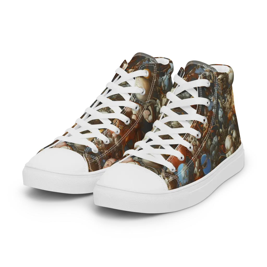 Sculptural Chaos on Women's High Top Canvas Shoes — Left Front