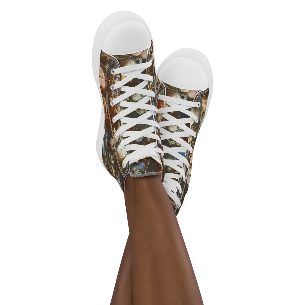 Sculptural Chaos on Women's High Top Canvas Shoes — Front