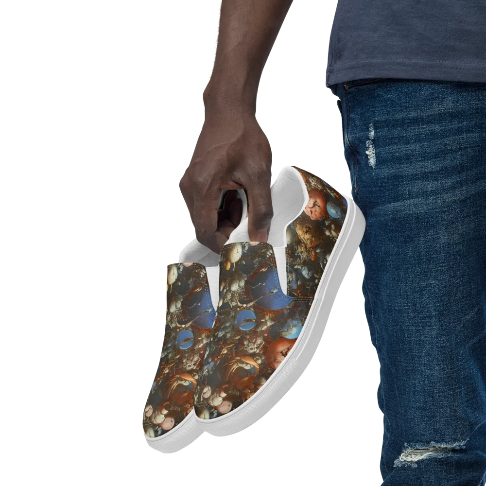 Sculptural Chaos on Men's Slip-On Canvas Shoes — Left Front