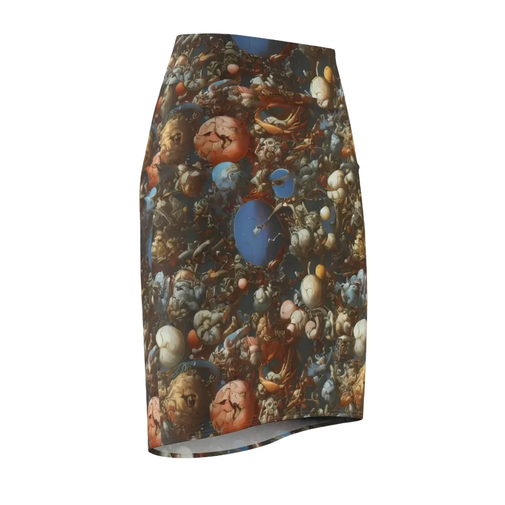 Sculptural Chaos on Pencil Skirt — Front Side