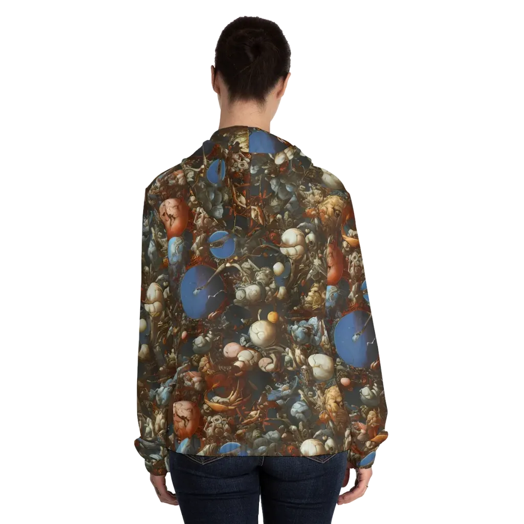 Sculptural Chaos on Women's Full-Zip Hoodie — Back On Person
