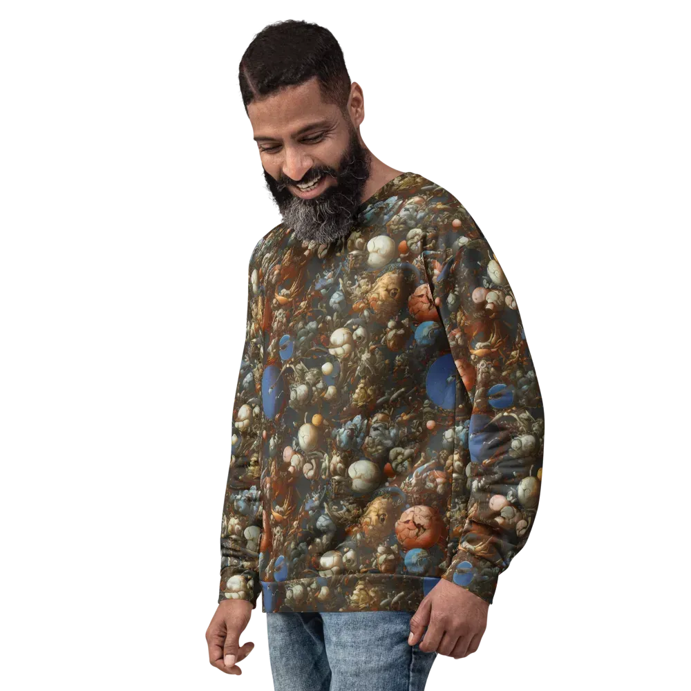 Sculptural Chaos on Sweatshirt — Left Front