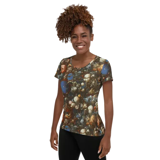 Sculptural Chaos on a Women's Athletic T-Shirt