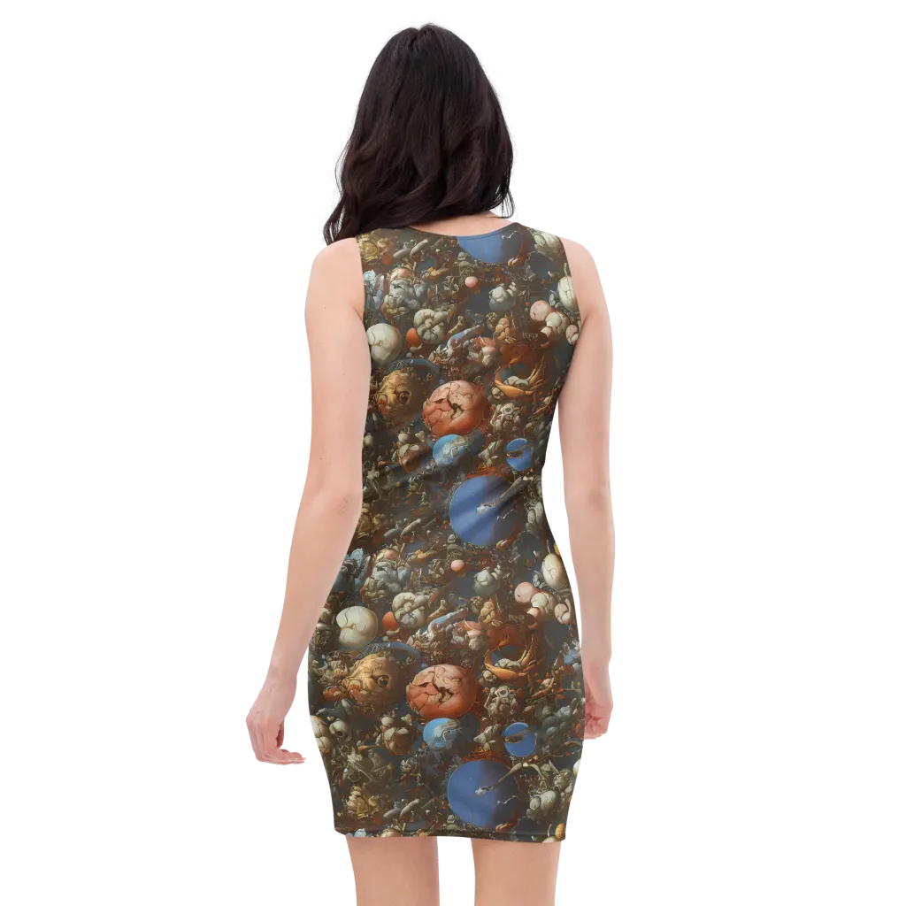 Sculptural Chaos on Bodycon Dress — Back