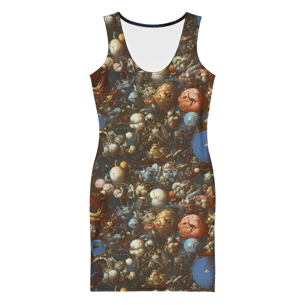 Sculptural Chaos on Bodycon Dress — Front