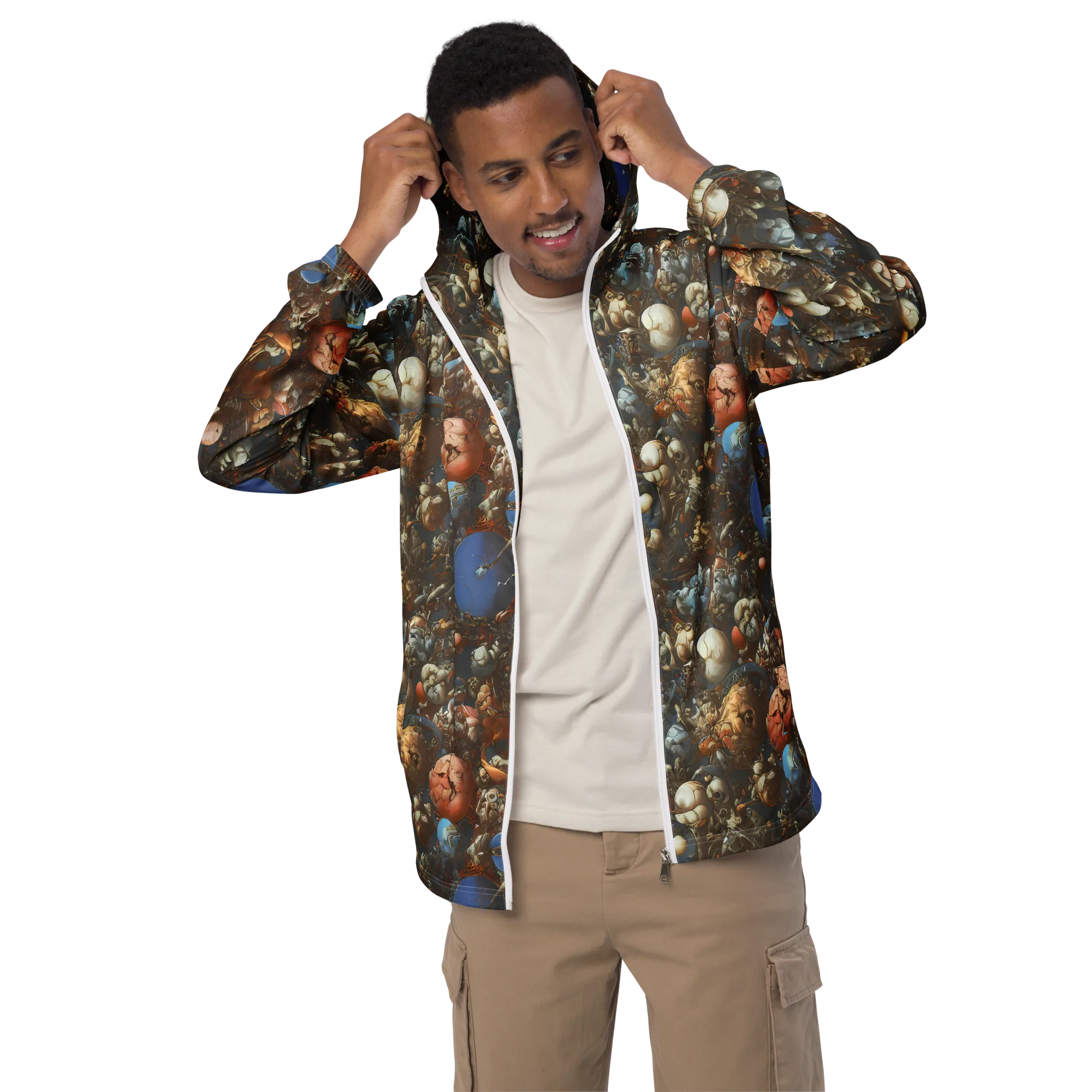 Sculptural Chaos on Men's Windbreaker — Front