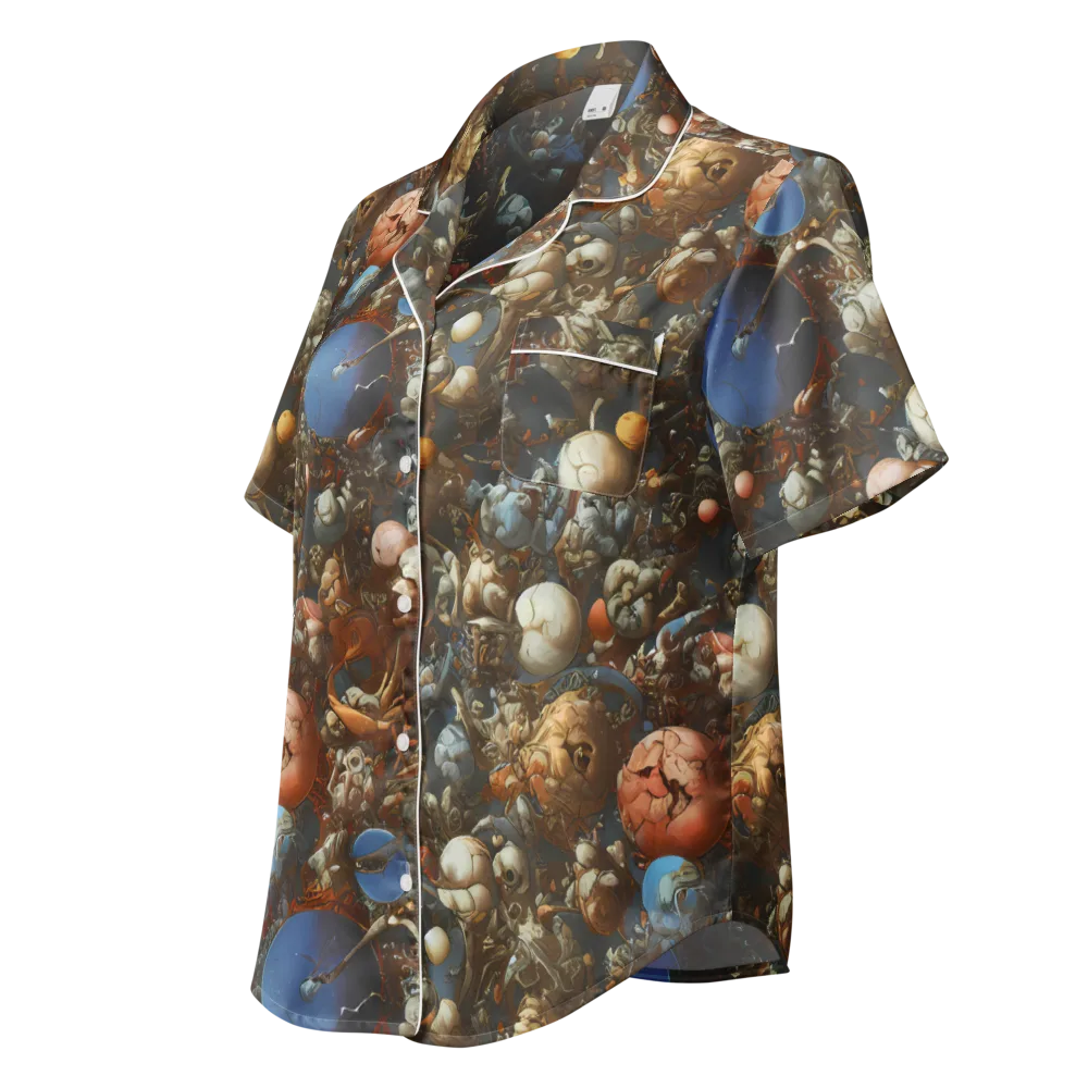 Sculptural Chaos on Women's Short Sleeve Pajama Top — Left Front