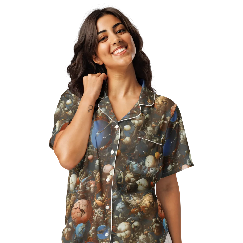 Sculptural Chaos on Women's Short Sleeve Pajama Top — Front