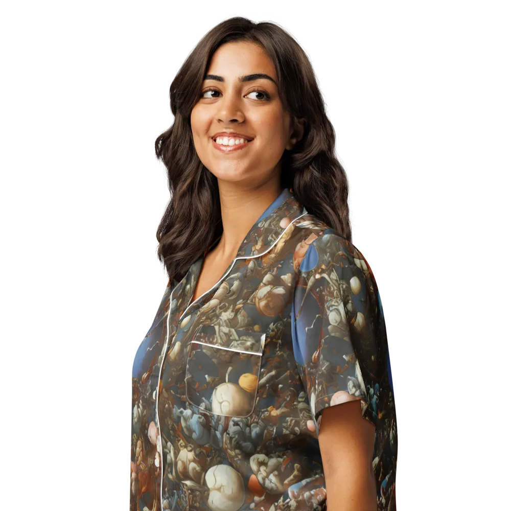 Sculptural Chaos on Women's Short Sleeve Pajama Top — Left Front