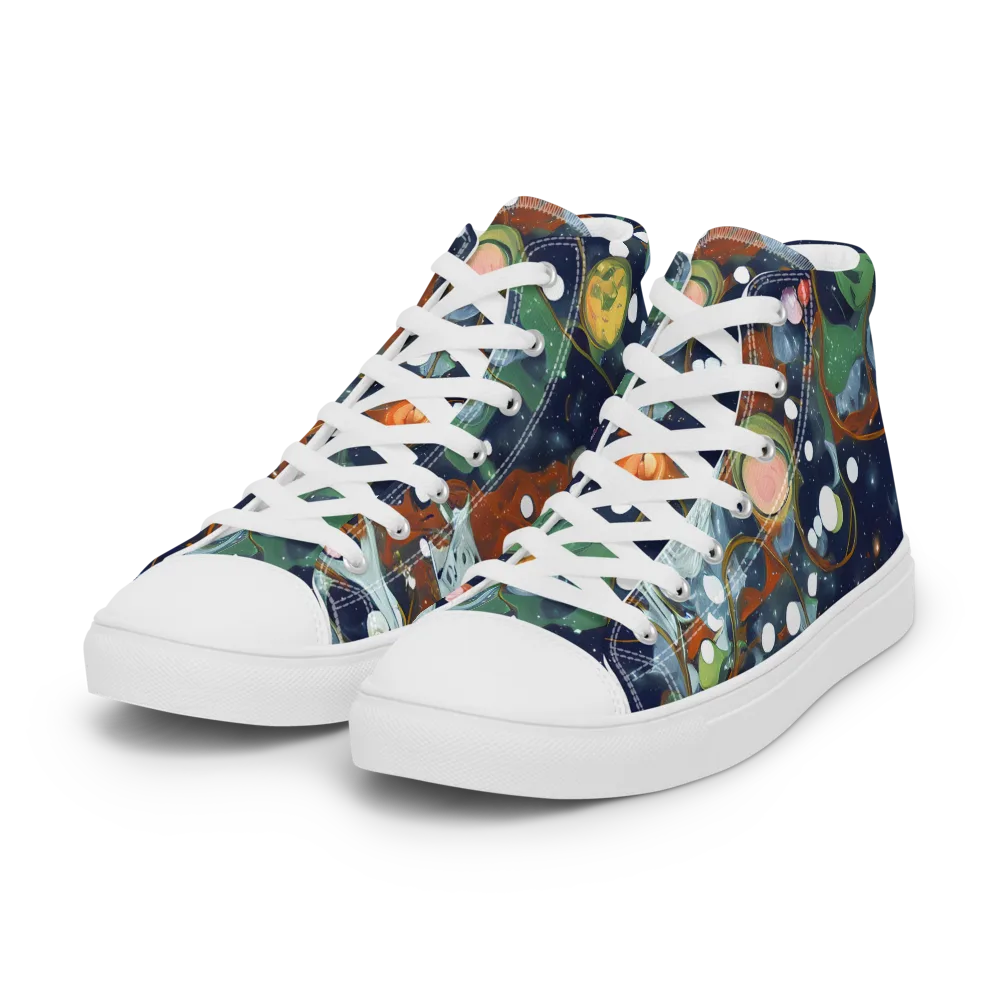 Indigo Wilds on Women's High Top Canvas Shoes — Left Front