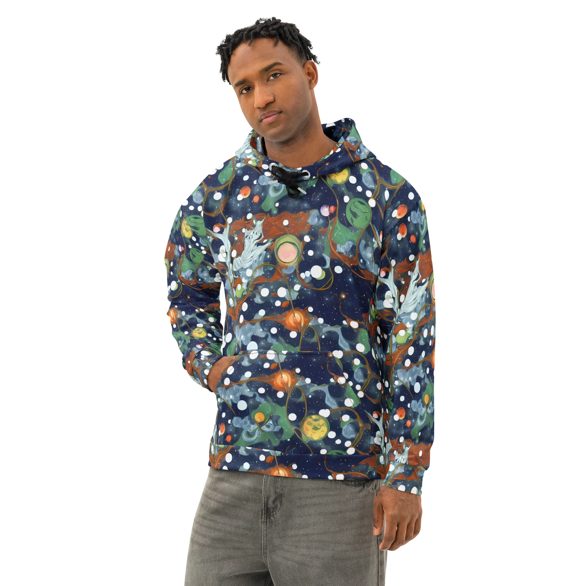 Indigo Wilds on Cotton Hoodie — Left Front