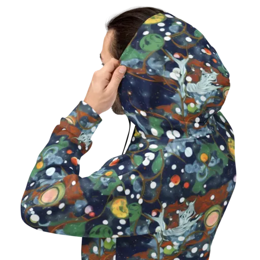 Indigo Wilds on a Hoodie